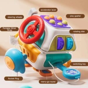 10-in-1 Busy Cube Toy Multi-Activity Steering Wheel Toy